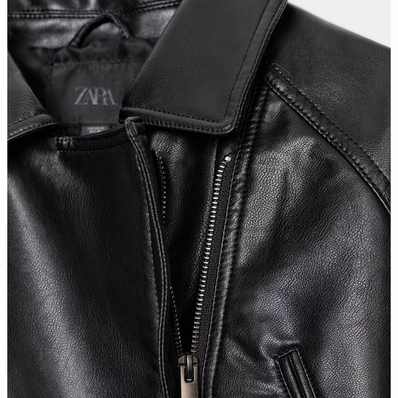 Zara Women's Black Leather Jacket - Picture 3 of 4